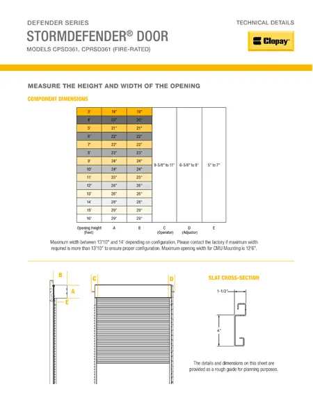 StormDefender Door Technical Details Sheet StormDefender Door Technical Details Sheet