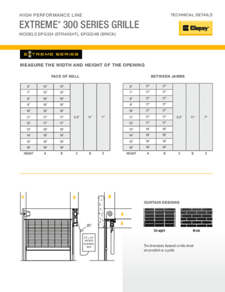 Extreme® 300 High Performance Grille Technical Details Sheet