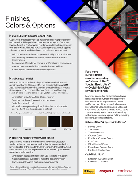 Finishes, Colors & Options Finishes, Colors & Options