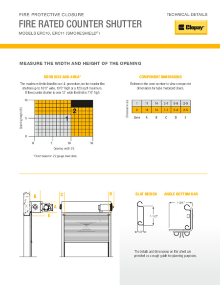 Fire-Rated Counter Door Technical Details Sheet