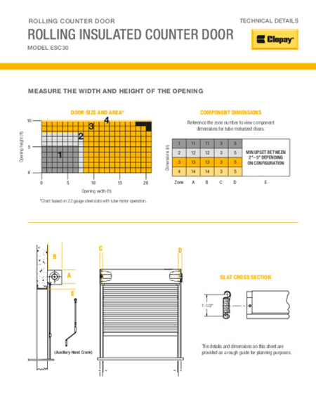 Insulated Rollup Counter Door Technical Details Sheet