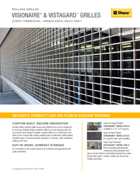 Visionaire & VistaGard Grilles Feature Sheet