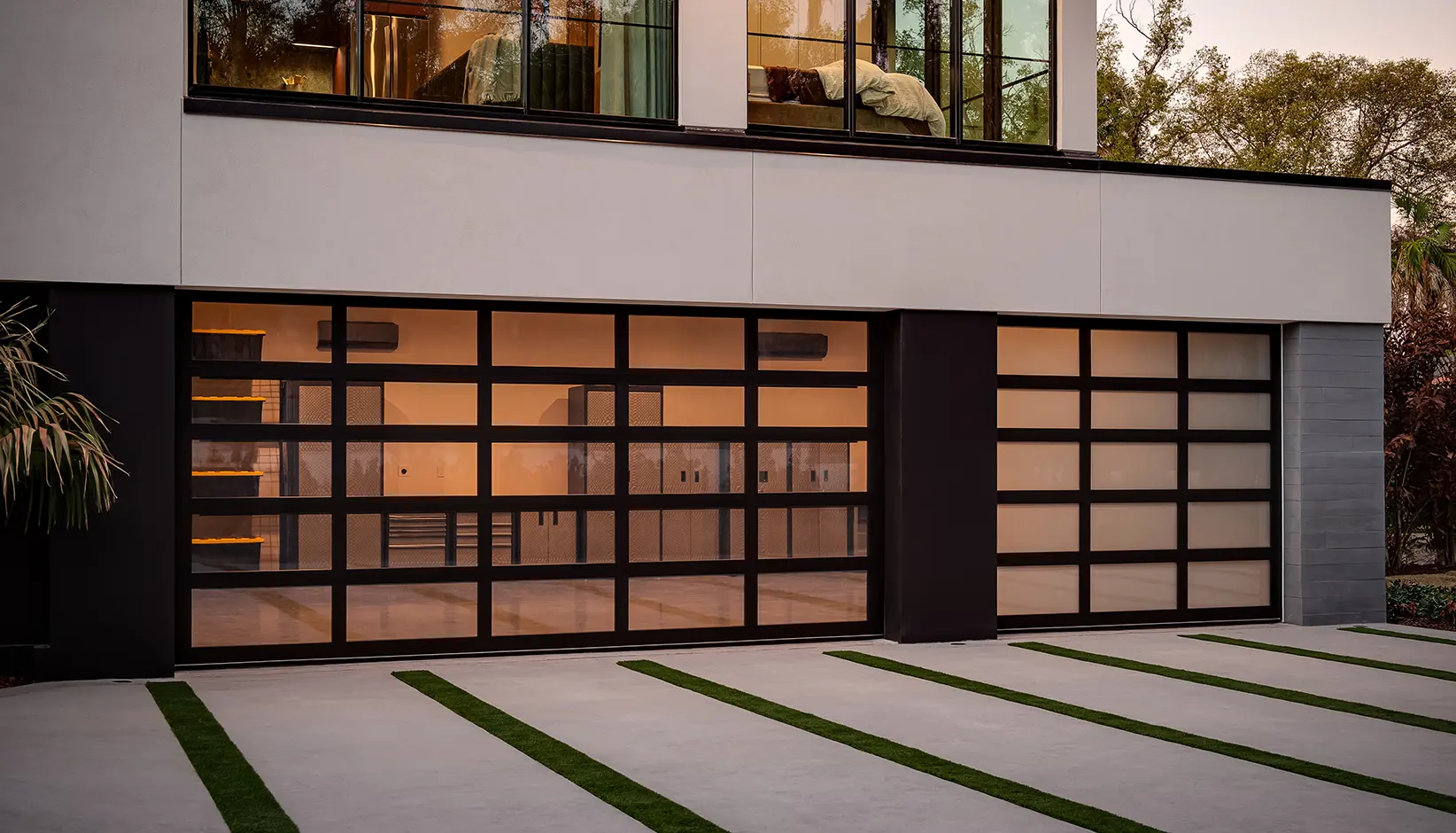 Avante garage door with C-Power enabled Click-to-Conceal panels